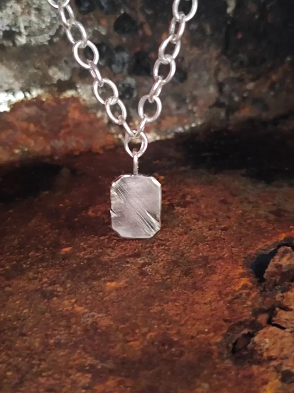 Handmade Sterling Silver Engravable Pendant Necklace – Thick Link Chain